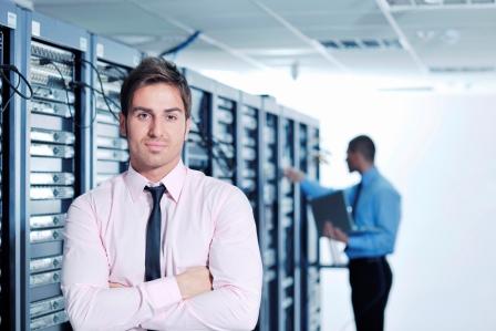 it engineers in network server room